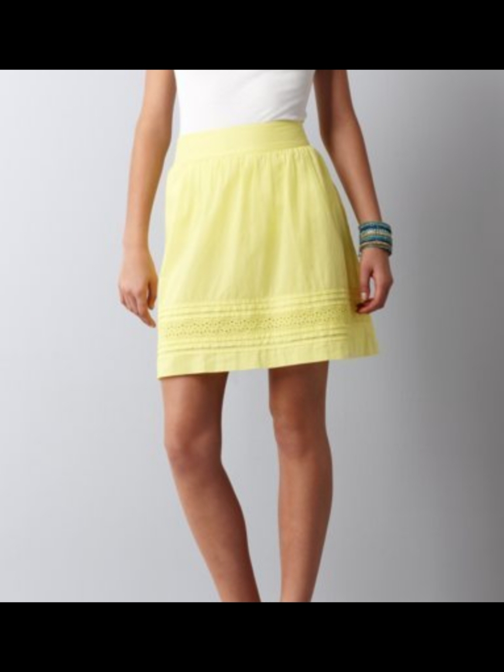 Ann Taylor LOFT Lemon Yellow A-Line Skater Skirt